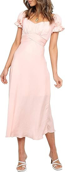 Linsery Women's Off Shoulder Long Dress Cocktail Party Wedding Formal Flowy Midi Dresses | Amazon (US)