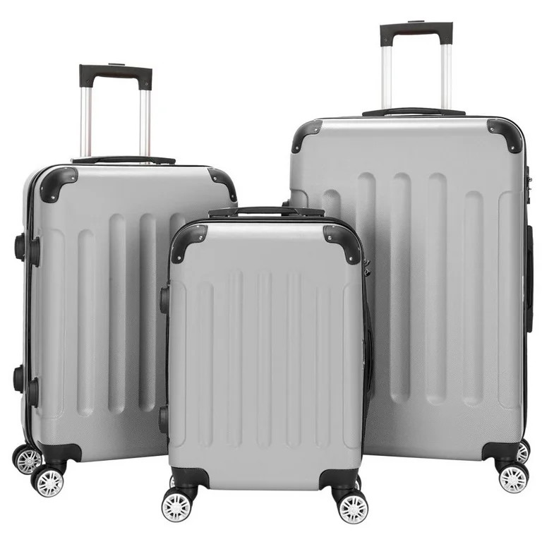 Zimtown Hardside Lightweight Spinner Gray 3 Piece Luggage Set with TSA Lock | Walmart (US)