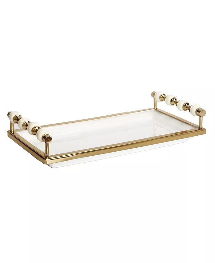 Classic Touch Rectangular Tray with Beaded Handles, 14 | Macy's