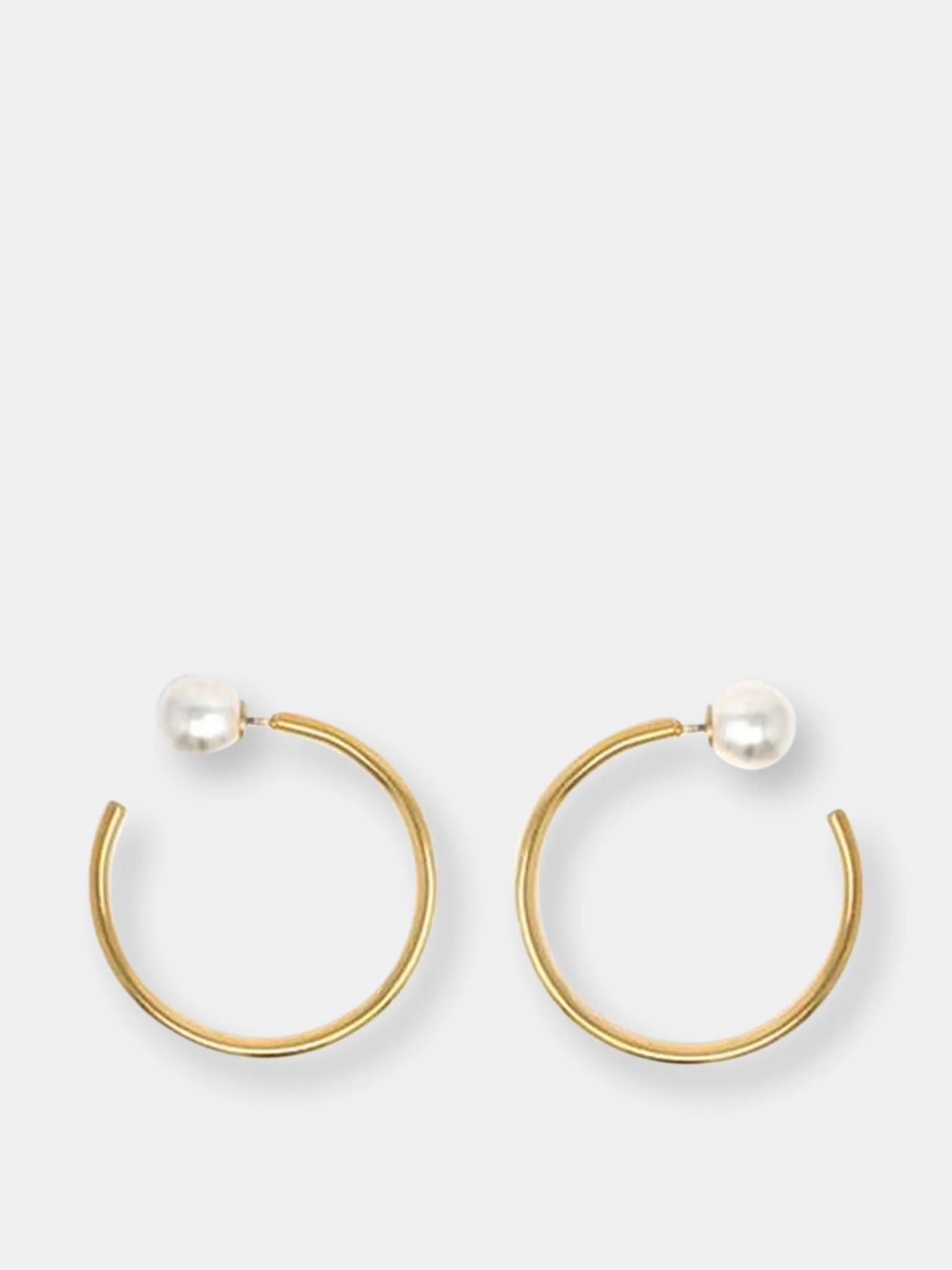 Small Hoop Earrings w/ Pearl Backs | Verishop