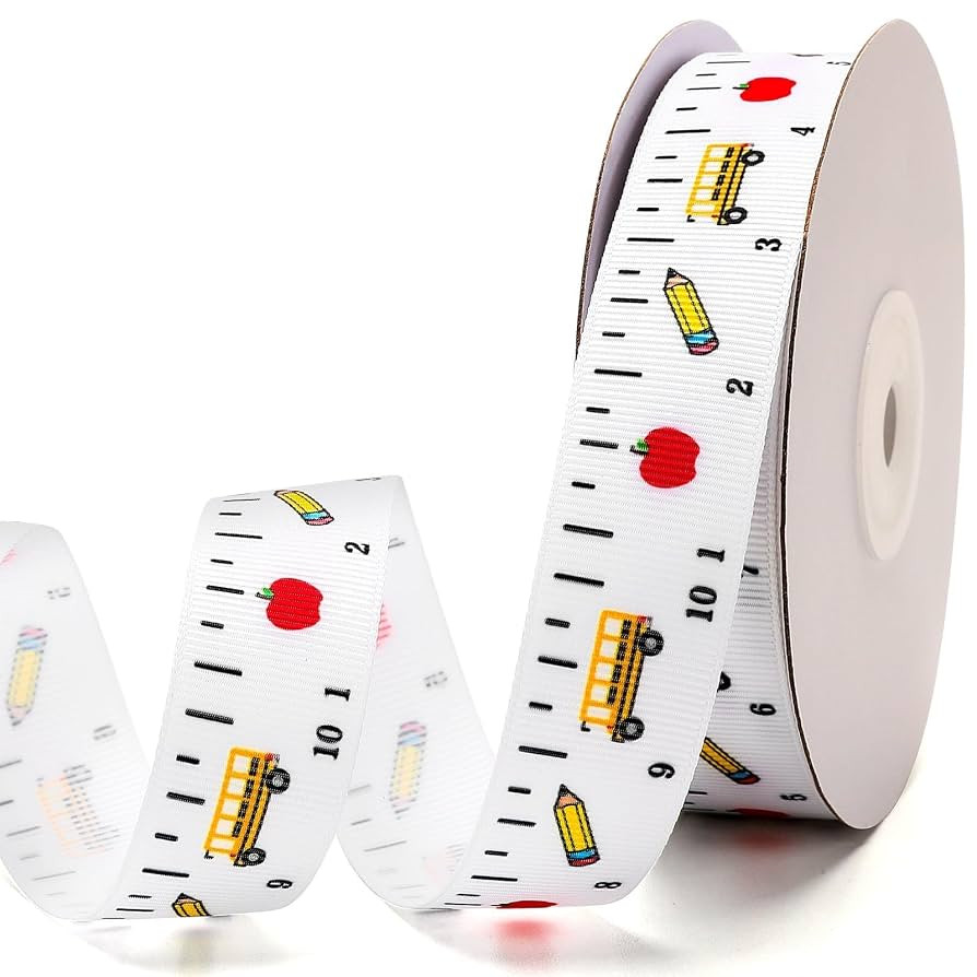 20 Yards Back to School Ribbons, 7/8 Inch Wide School Themed Grosgrain Ruler Ribbon for Crafts Ap... | Amazon (US)