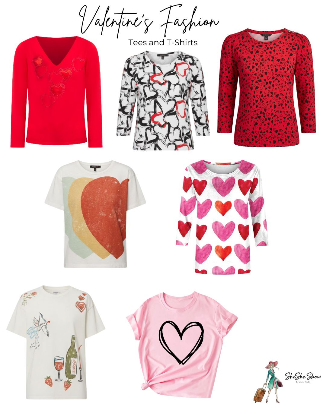 Valentines Day Tee Shirts in red, pink and white all with hearts and season of love inspiration 
Under $25, Under $50
 

#LTKOver40 #LTKSaleAlert #LTKValentine