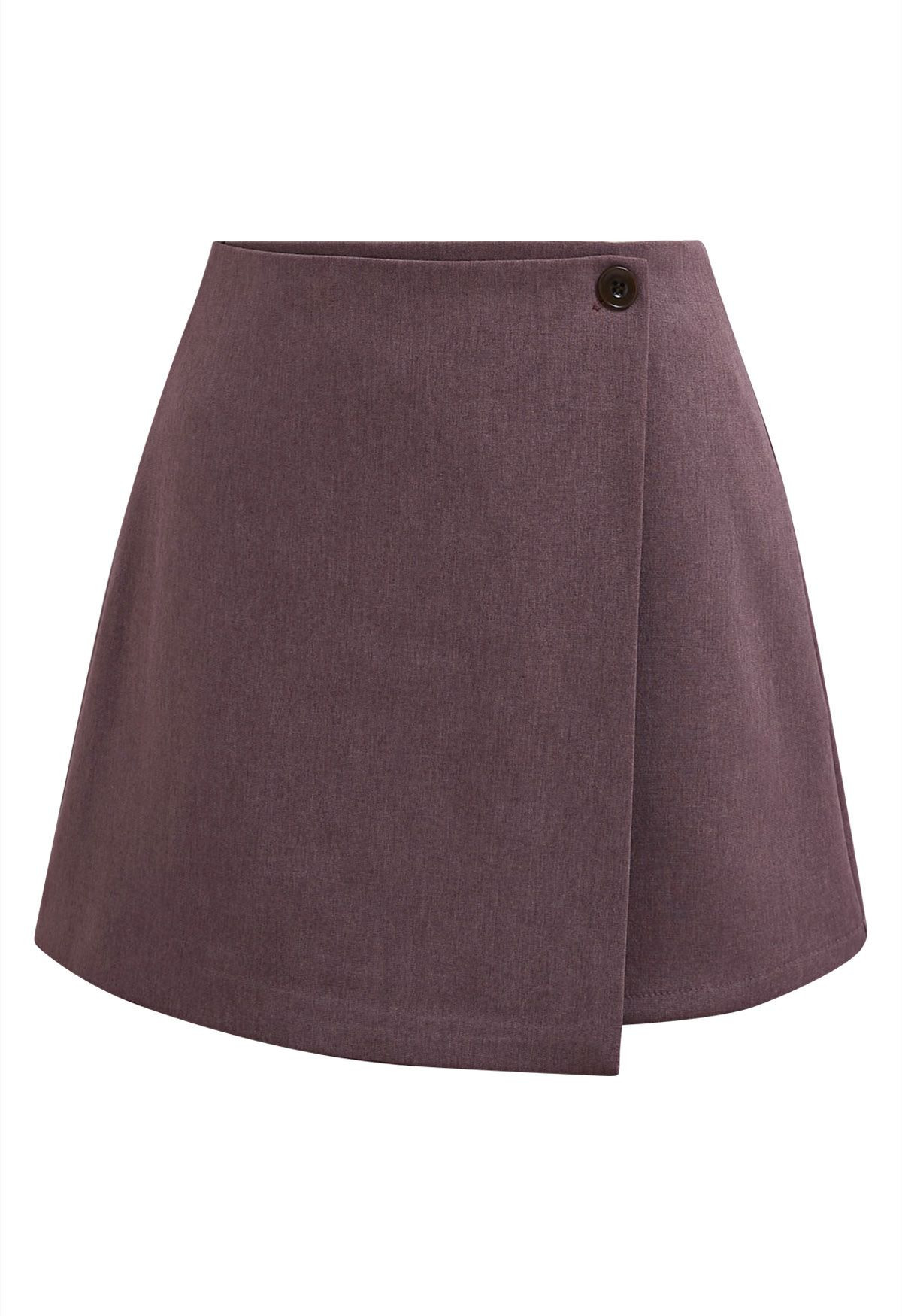 Modern Flap Front Buttoned Mini Bud Skirt in Plum | Chicwish