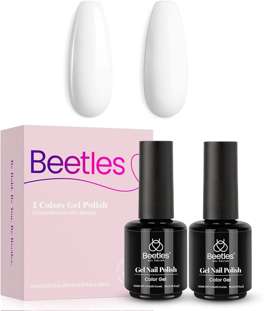 Beetles Gel Nail Polish Kit White Colors- 2Pcs 15ML Bright White Colors Gel Polish Set Soak Off U... | Amazon (US)