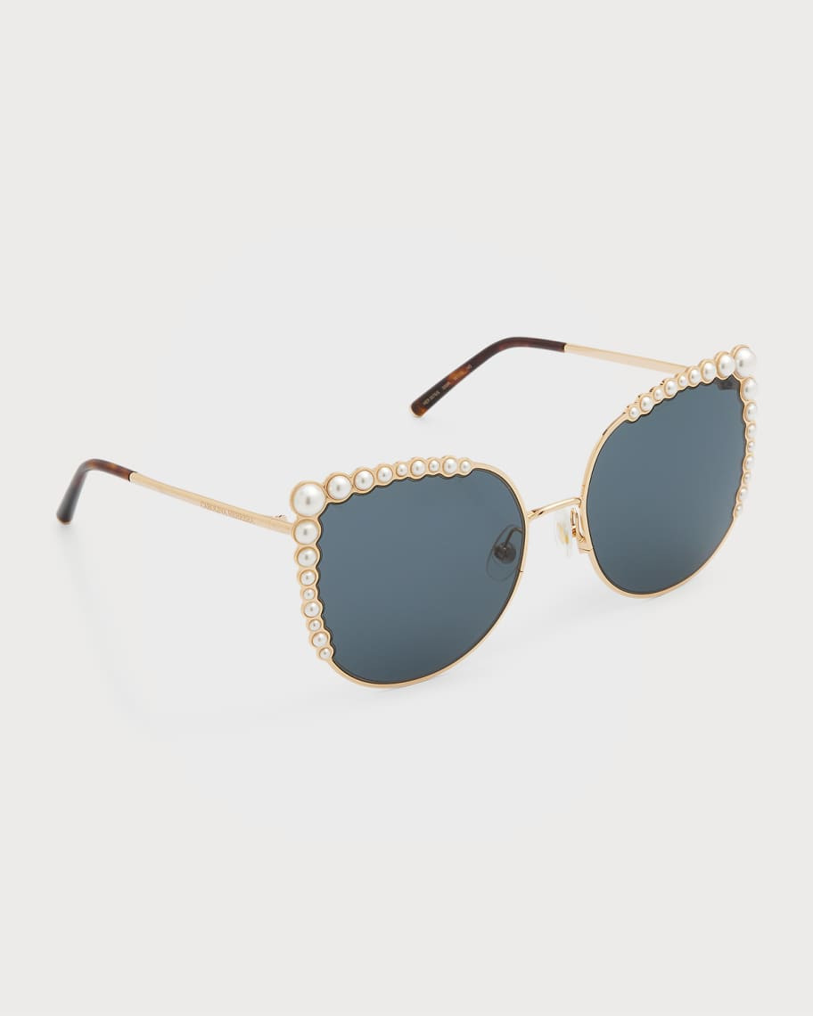 Carolina Herrera Pearly Stainless Steel Butterfly Sunglasses | Neiman Marcus