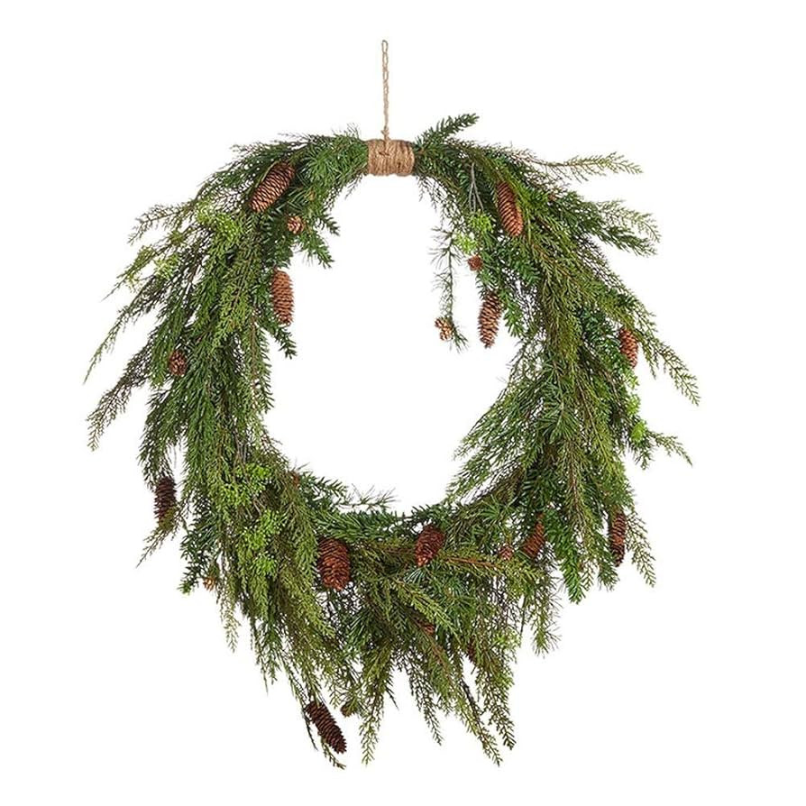RAZ Imports Through The Woods 36" Oval Wreath with Cedar and Pinecones | Amazon (US)