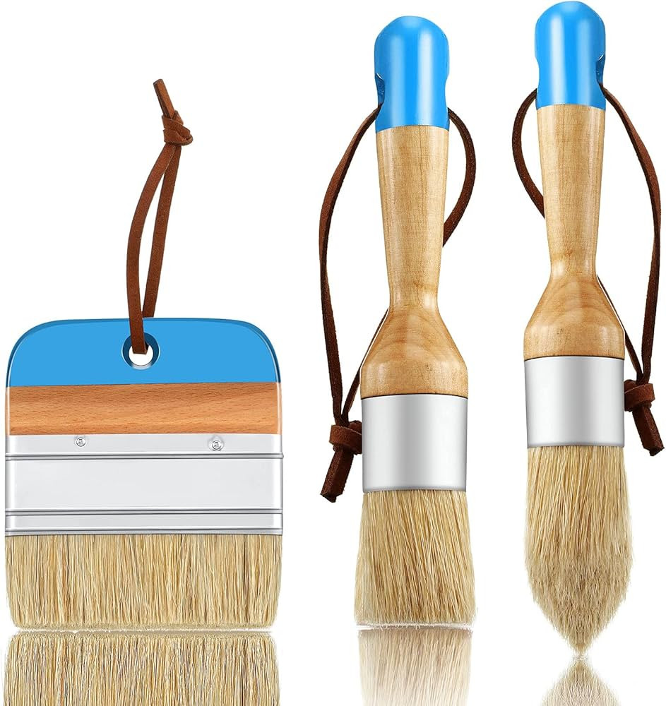 3 Pieces Chalk and Wax Paint Brushes Oval Brush for Acrylic Painting Bristle Stencil Brushes for ... | Amazon (US)