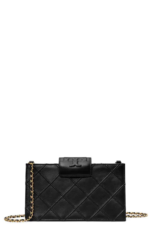 Tory Burch Mini Fleming Soft Quilted Leather Wallet on a Chain in Black at Nordstrom | Nordstrom