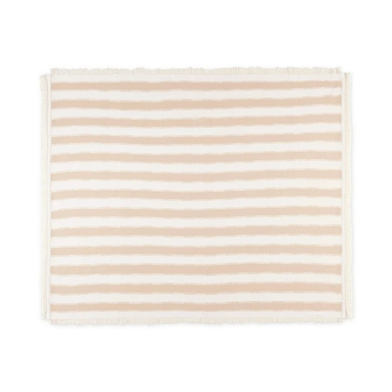 Mainstays by Becky G. & Alejandra Tapestry Knit Throw, Beige Stripe, 50" x 60" | Walmart (US)