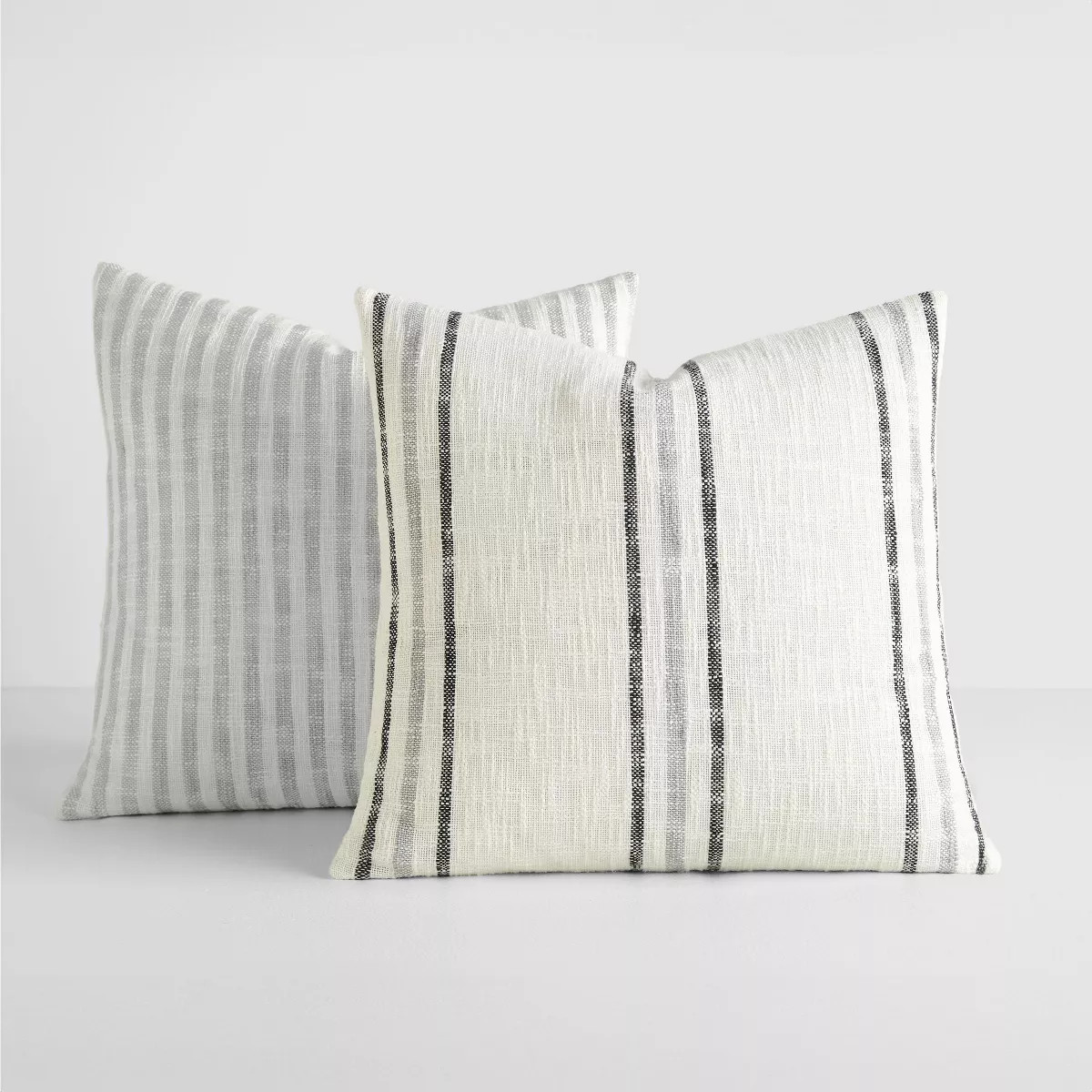 2-Pack Yarn-Dyed Patterns Gray Throw Pillows in Yarn-Dyed Framed Stripes - Becky Cameron, Gray Ya... | Target