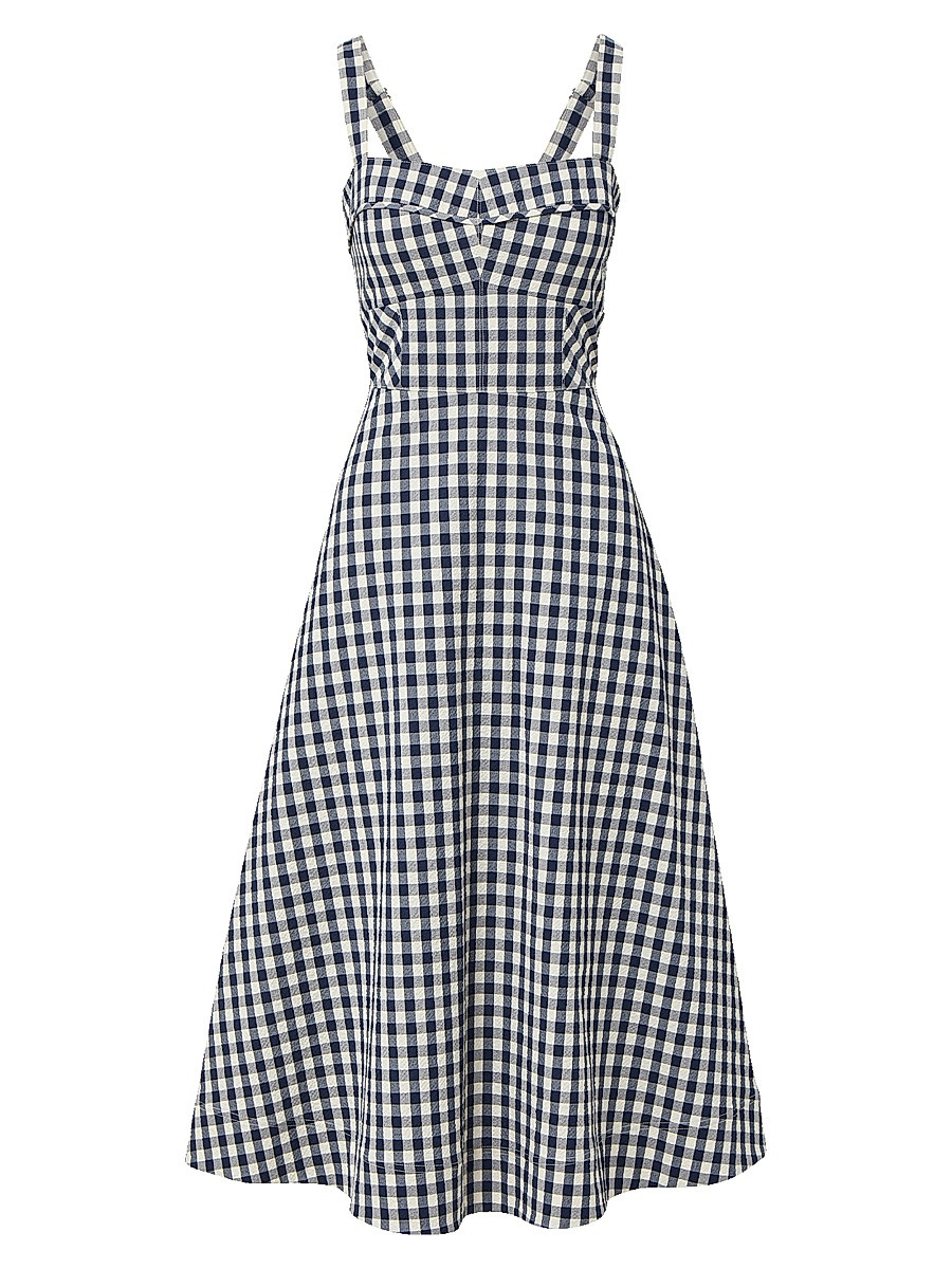 Women's Aila Gingham Midi-Dress - Navy Dove - Size 0 | Saks Fifth Avenue