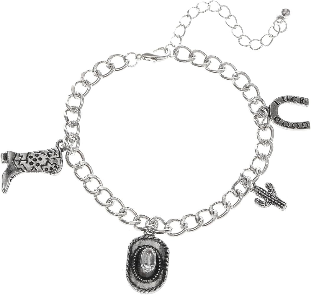Cowgirl Jewelry Cowgirl Boot Hat Cactus Horseshoe Bracelet Multilayer Leather Western Charm Gift ... | Amazon (US)