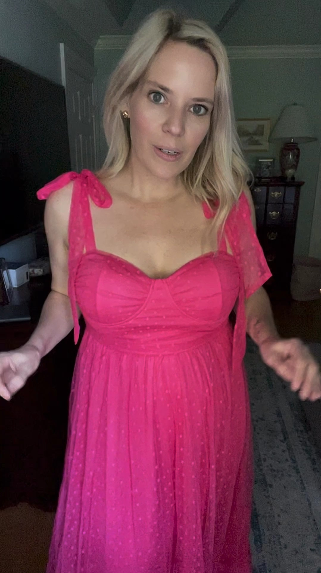 Hot pink maxi dress, wedding guest dress, tulle dress, tie shoulder dress 

#LTKOver40 #LTKFindsUnder100 #LTKFindsUnder50