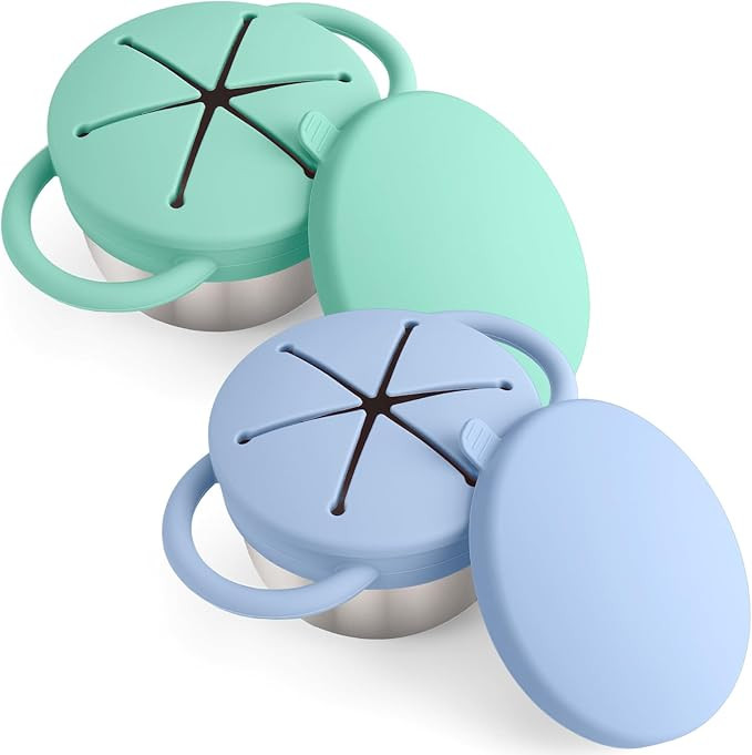 Mity rain 2-Pack Stainless Steel Snack Containers for Kids with Spill-Proof Silicone Lids & Handl... | Amazon (US)