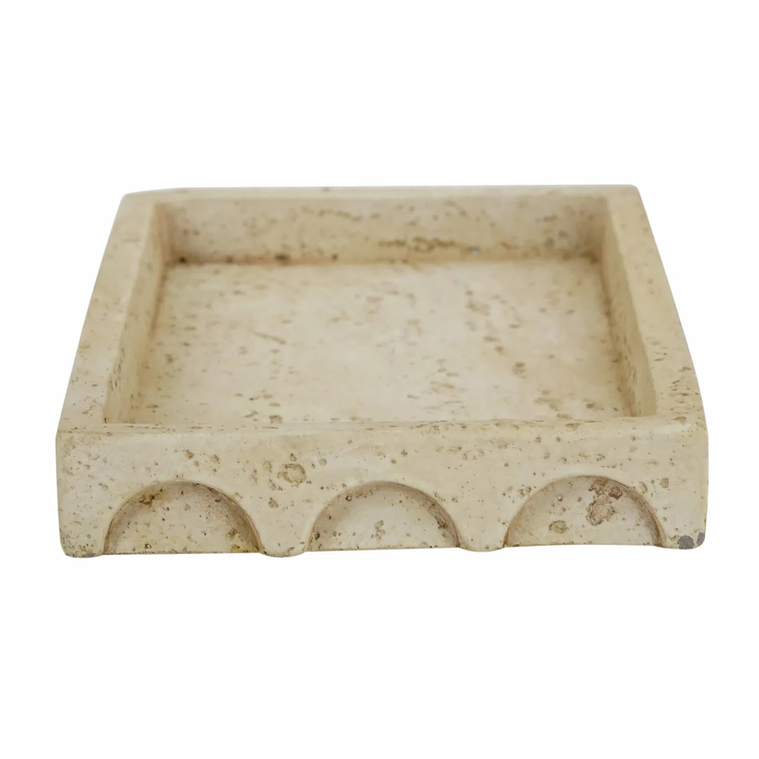 Vedaline Cement Tray with Wave Motif - Cream | Wayfair North America