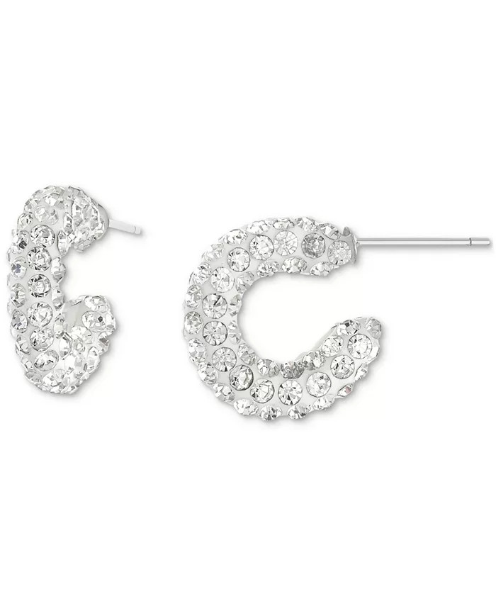Giani Bernini Crystal Small Hoop Earrings in Sterling Silver, 0.59 | Macy's