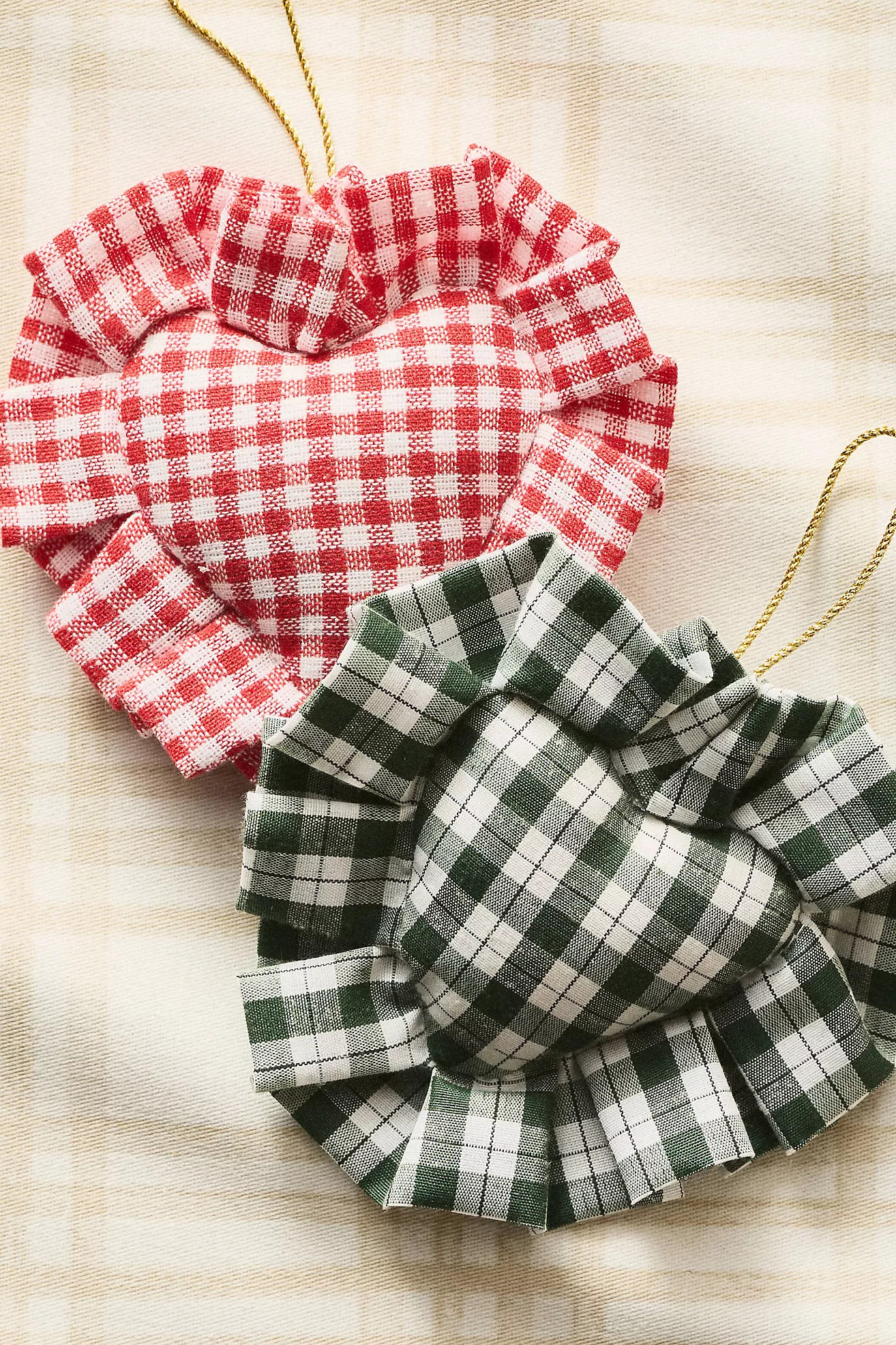 Gingham Heart Pillow Ornament | Anthropologie (US)