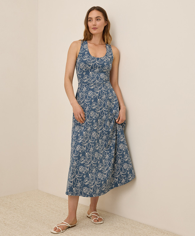 Women’s Fit & Flare Open Back Maxi Dress made with Organic Cotton | Pact | Pact Apparel