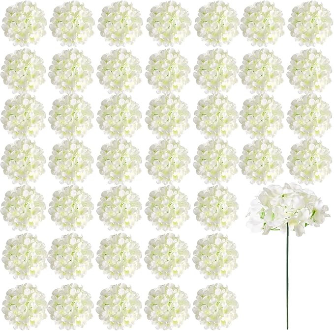 Auihiay 26 Pieces Hydrangea Artificial Flowers Silk Hydrangea Flowers Artificial Flowers Heads wi... | Amazon (US)
