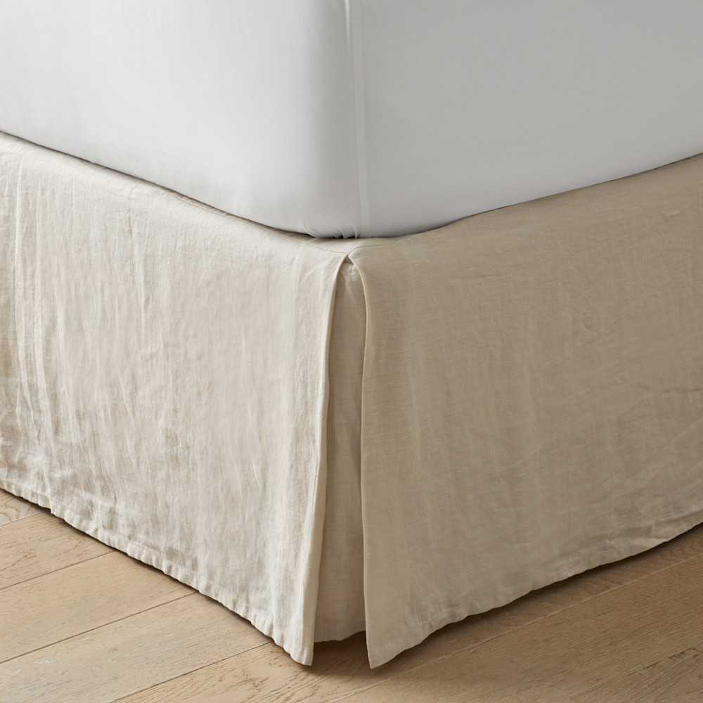 Premium Breathable Washed Linen Solid Bed Skirt - Parchment, Twin | The Company Store