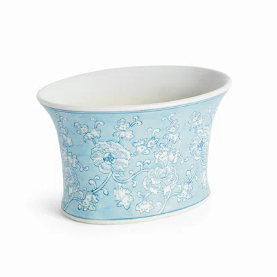 Bleu de Chine Hand-Painted Porcelain Blue Chinoiserie Lotus Cachepot | Wayfair North America