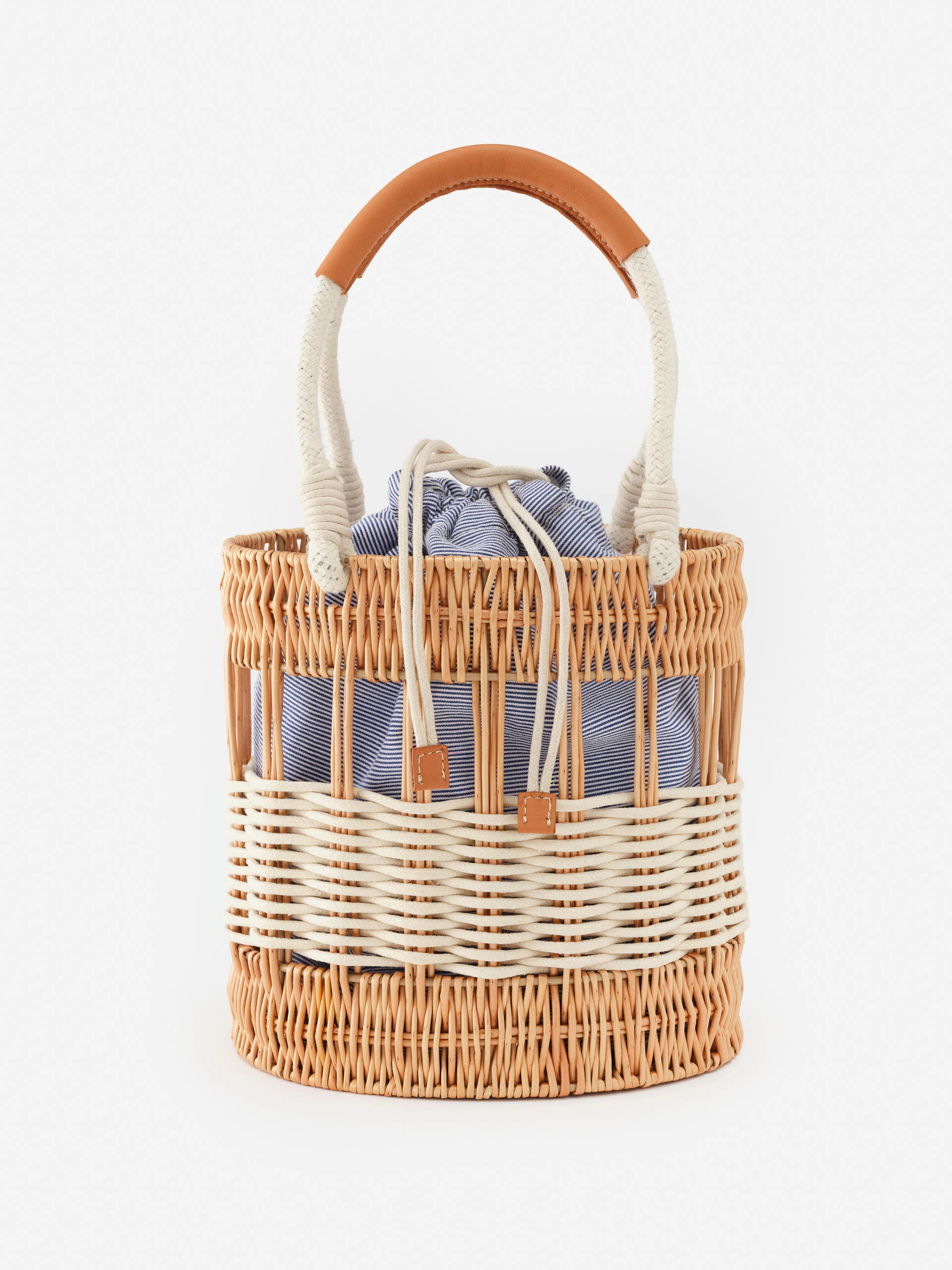 J.McLaughlin Women's Caryl Wicker Handbag Natural | Cotton/Leather | J.McLaughlin