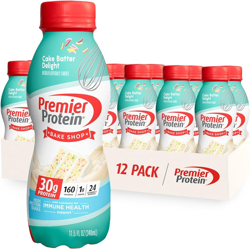 Premier Protein Shake, Cake Batter, 30g Protein, 1g Sugar, 24 Vitamins & Minerals, Nutrients to S... | Amazon (US)