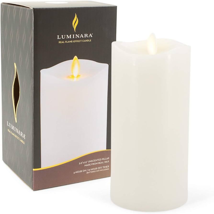 Luminara Flameless Pillar Candle X-Large (White, Unscented, 7.5 Inches Tall), Centerpiece, Melted... | Amazon (US)