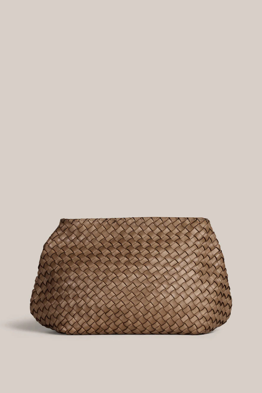 Piper Woven Taupe Clutch | VESTIRSI