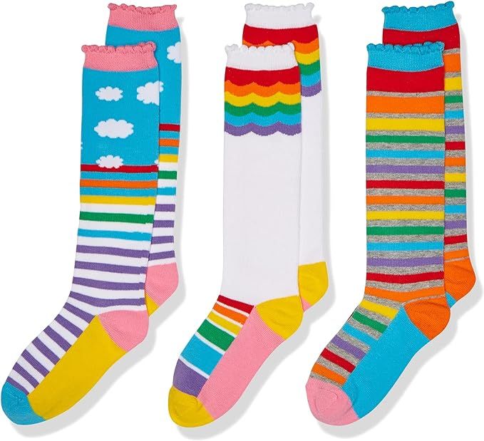 Jefferies Socks Girls' Little Colorful Rainbow Knee High Socks 3 Pair Pack | Amazon (US)