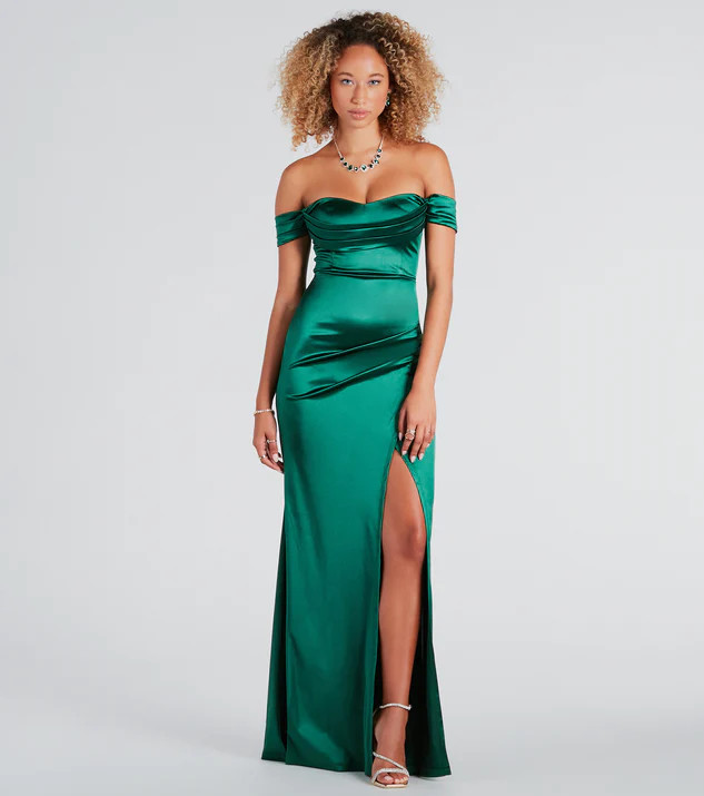 Albi Formal Satin Pleated Mermaid Long Dress | Windsor Stores