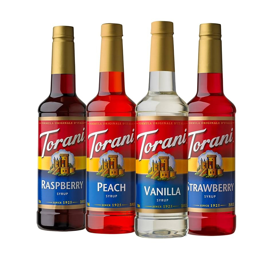 Torani Flavored Drink Syrup Soda Shop Variety Pack, Raspberry, Peach, Vanilla & Strawberry, 25.4 ... | Amazon (US)