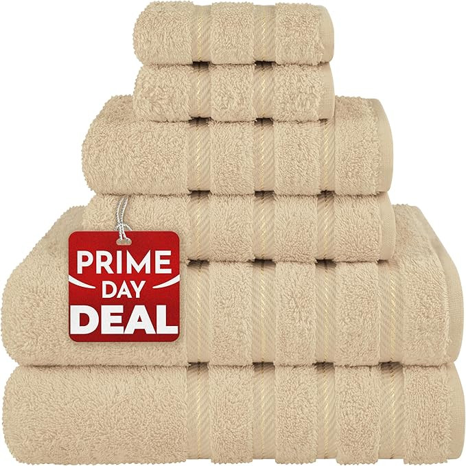American Soft Linen Luxury 6 Piece Towel Set, 2 Bath Towels 2 Hand Towel 2 Washcloths, 600 GSM 10... | Amazon (US)