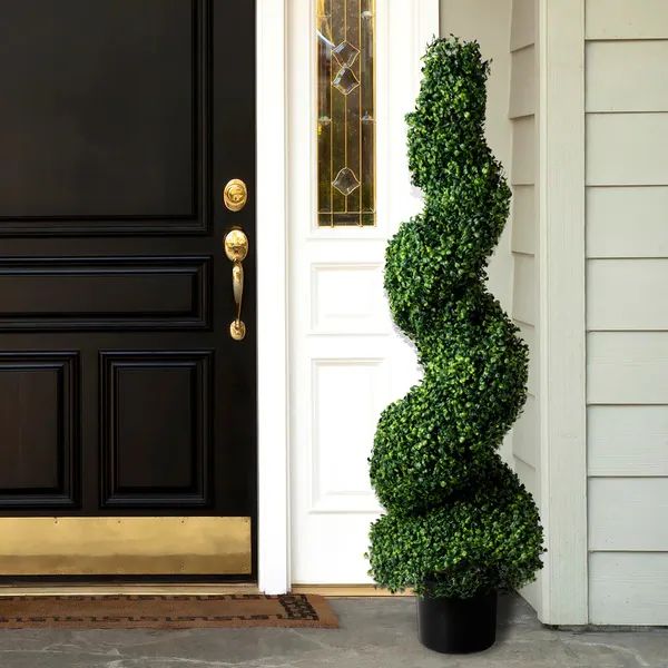 50-inch Romano Boxwood Spiral Topiary Artificial Tree | Bed Bath & Beyond
