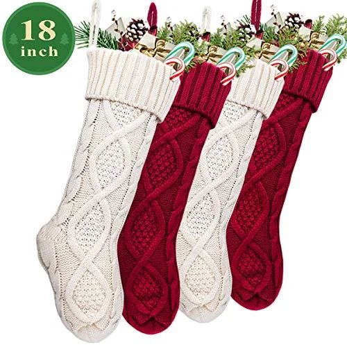 LimBridge Christmas Stockings, 4 Pack 18 inches Large Size Cable Knit Knitted Xmas Rustic Persona... | Walmart (US)