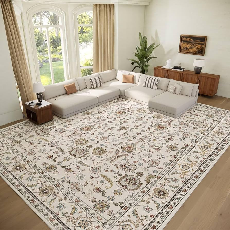 Washable 9x12 Area Rugs for Living Room, Boho Non-Slip Vintage Distress Lager Rugs for Bedroom Di... | Amazon (US)
