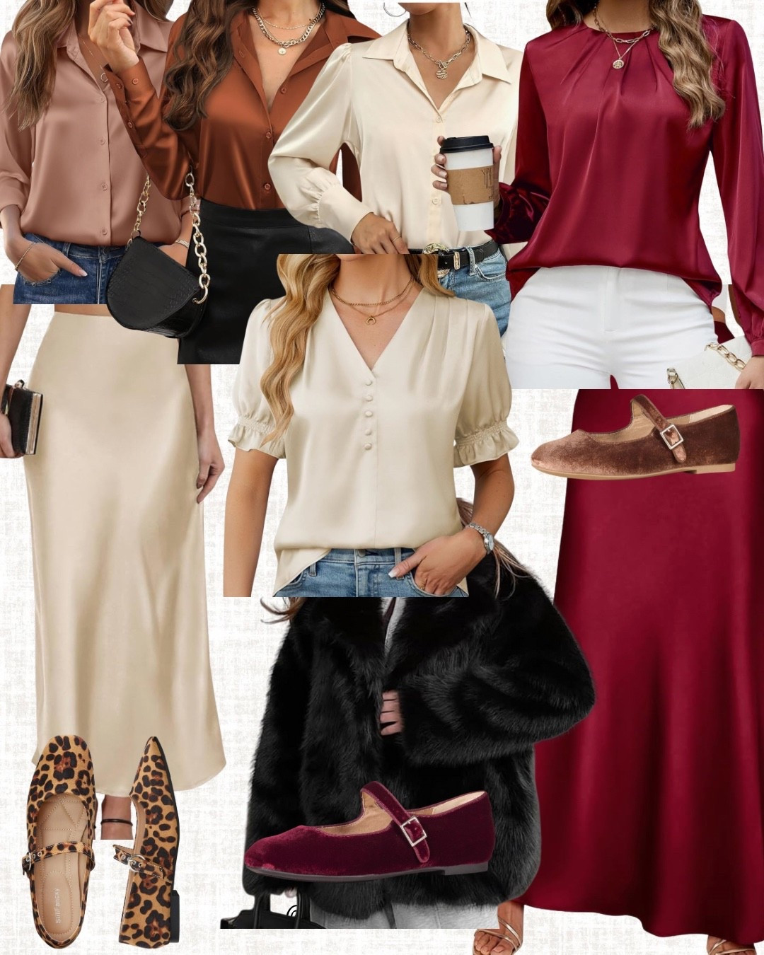 Silk and satin always make your look luxurious! Shirts, skirts, and beautiful velvet shoes make lovely outfits for date night, workwear, and teachers outfits!


#LTKOver40 #LTKSeasonal #LTKWorkwear