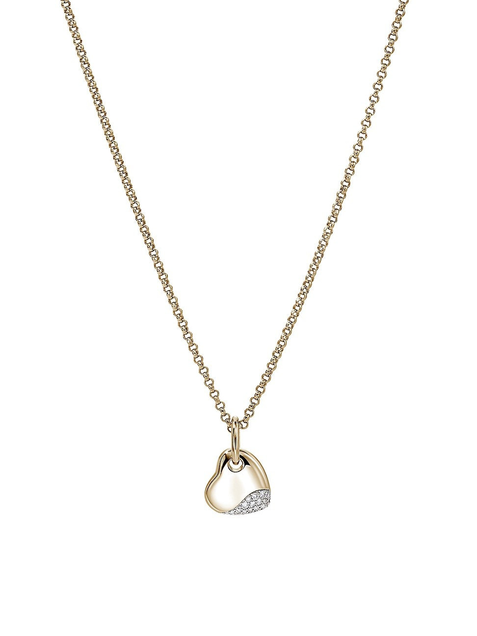 Women's Pebble 14K Yellow Gold & 0.15 TCW Diamond Heart Pendant Necklace - Gold | Saks Fifth Avenue