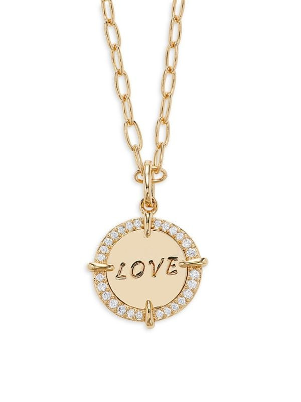 18K Yellow Gold, Brass & Cubic Zirconia Love Medallion Necklace | Saks Fifth Avenue OFF 5TH