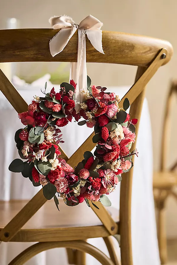 Crimson Blooms Mini Dried Wreath