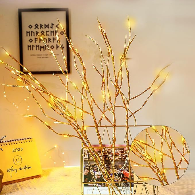 DK177 2 Pack Led Branch Light Battery Operated Lighted Branch Vase Filler Willow Tree Artificial ... | Amazon (US)