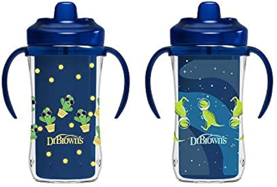 Dr. Brown's Milestones Hard Spout Insulated Sippy Cup with Handles, Blue, 10 oz, 2 Pack, 12m+ | Amazon (US)