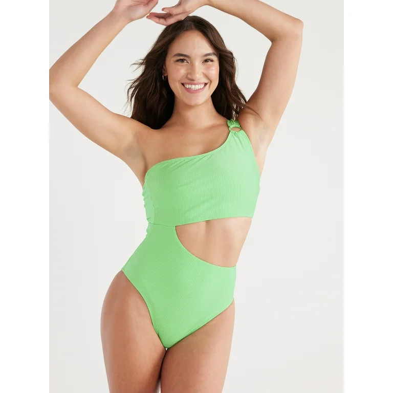 Jessica Simpson Women's Cutout One Shoulder One Piece Swimsuit, Sizes XS-XXL | Walmart (US)