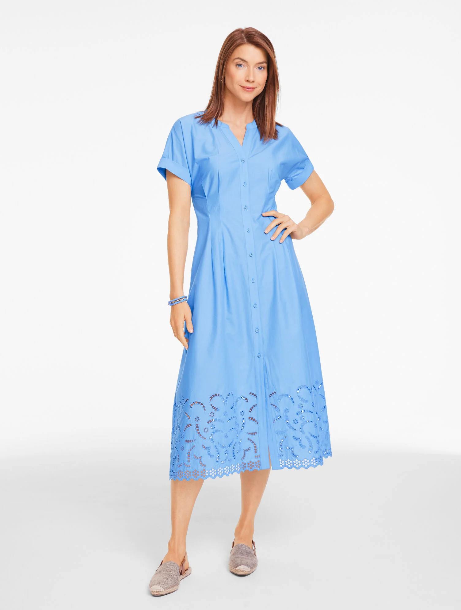 Eyelet Poplin Shirtdress | Talbots
