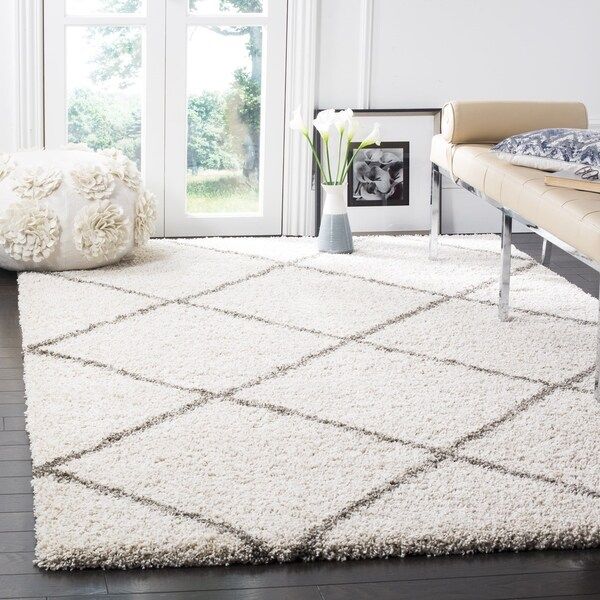 Safavieh Hudson Diamond Shag Ivory/ Grey Rug - 8' x 10' | Bed Bath & Beyond