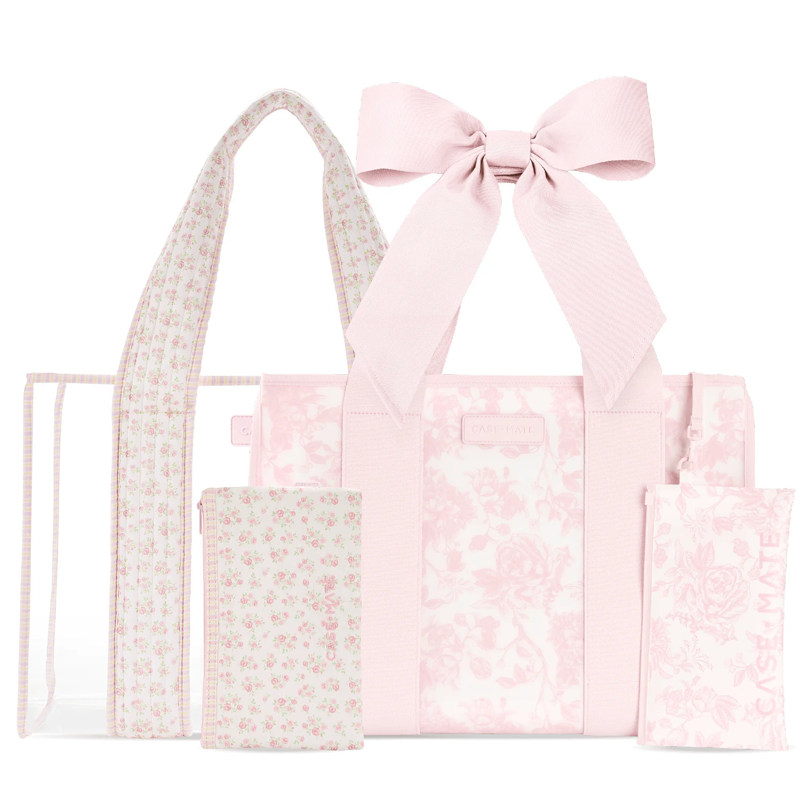 The Tote Duo - Ballet Pink Afternoon Rosé Bow & Clear Quilted Ditsy Floral | Case-Mate