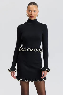 Ruffle Trim Cropped Mock Neck Sweater | Avec Les Filles