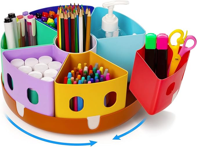 GAMENOTE Rotating Art Supply Organizer - Lazy Susan Office School Supplies for Kids Desk Organize... | Amazon (US)
