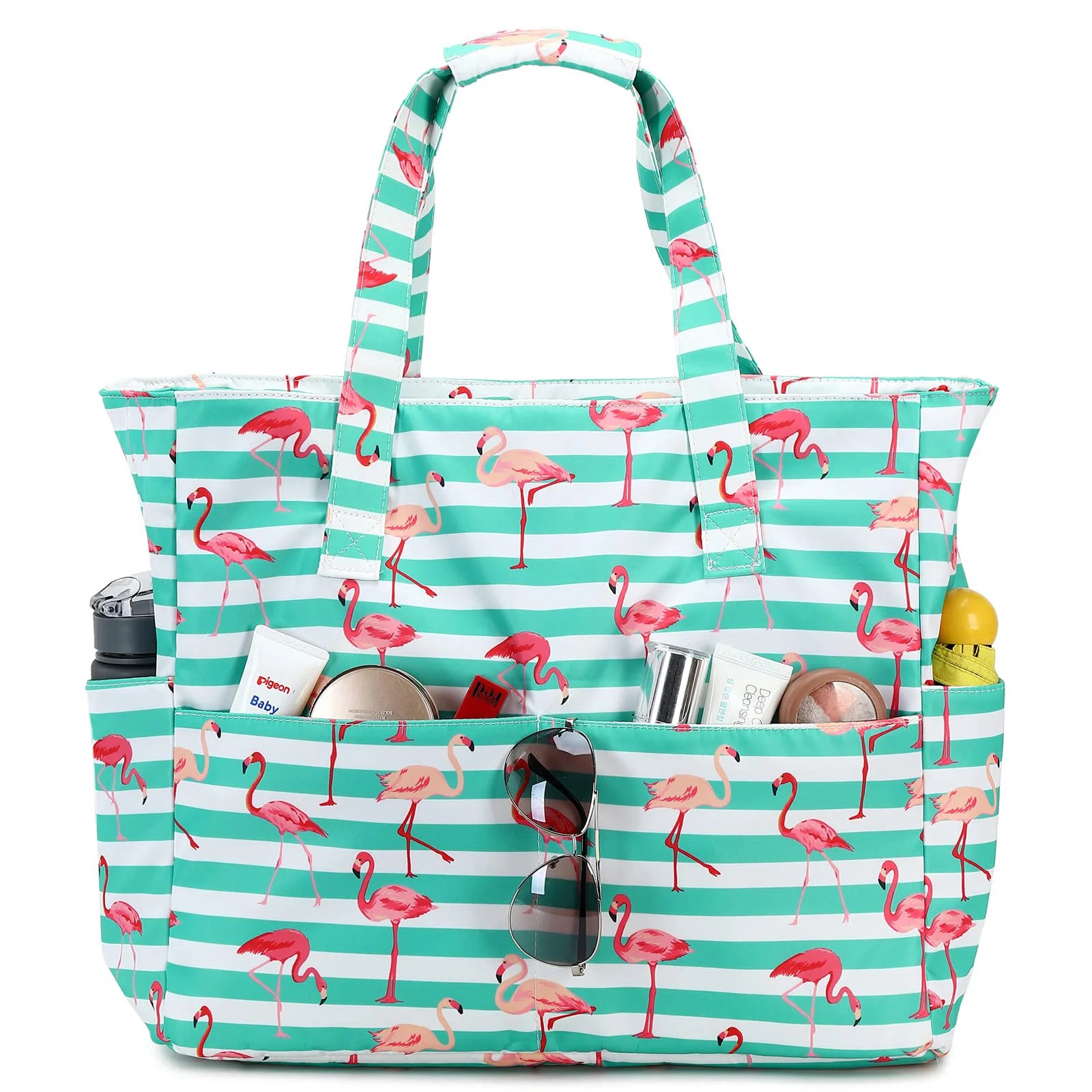 AOUNQ Large Beach Tote Bag for Women Carry on Waterproof Beach Bag with Zipper for Pool Grocery T... | Walmart (US)