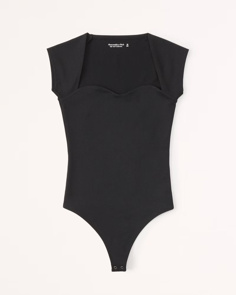 Seamless Fabric Cap Sleeve Sweetheart Bodysuit Black Bodysuit Bodysuits Black Top Abercrombie Top  | Abercrombie & Fitch (US)